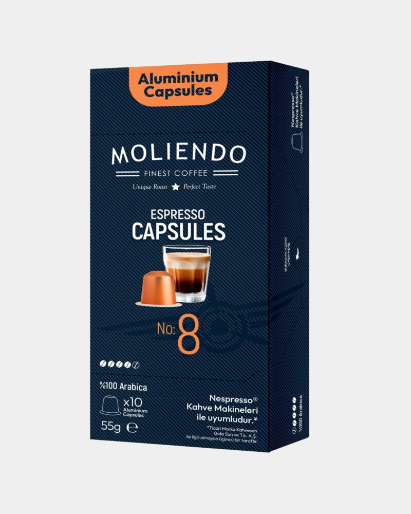 Moliendo Kapsül No:8 Nespresso Uyumlu Alüminyum Kapsül 10 Adet