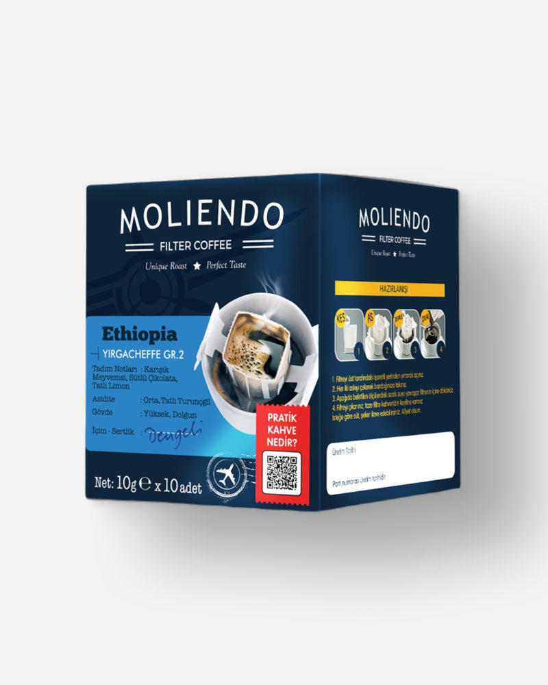 Moliendo Ethiopia Yirgacheffe Pratik Filtre Kahve 10x10 g
